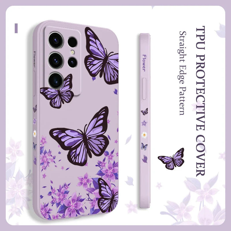 Dreamy Butterfly Phone Case For Samsung Galaxy S25 S24 S23 S22 S21 S20 Ultra FE S10 S10E Plus Note 20 Ultra Silicone Cover