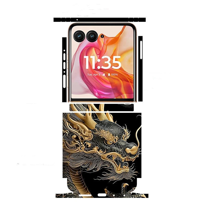 Colorful Anti-Scratch Phone Skin For Motorola Razr 60 50 Ultra Back + Hinge Decal Matte Film For Moto Razr 40 50 Decal Sticker