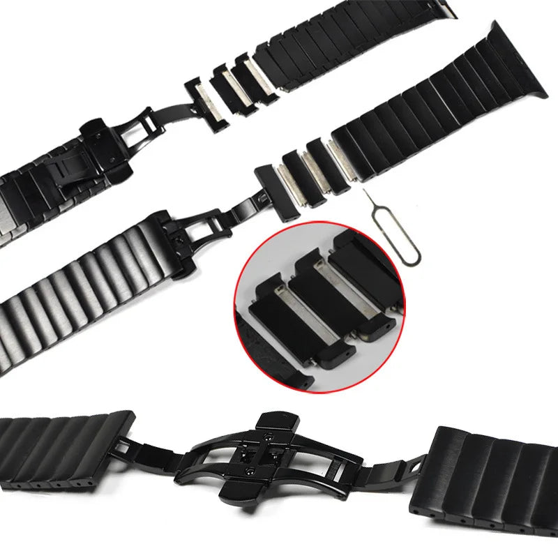 Bracelet Strap For Apple Watch Band 40 46 42 44 45 49mm Stainless Steel Wristband For iWatch Series 12/11/10/9/8/7/6/SE3 Ultra 4
