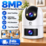 Jooan 4K 8MP Dual Lens Dual Screen IP Camera Wifi Outdoor PTZ Cameras Auto Tracking CCTV Camera Audio Video Indoor Surveillance