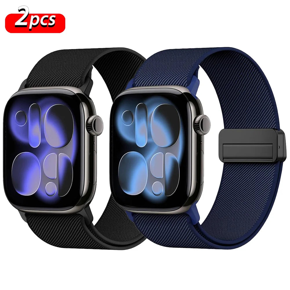 Magnetic Loop For Apple Watch Band 40mm 44mm 45mm 49mm 41mm 38 Nylon sport bracelet iwatch ultra 4 3 2 Series 12 11 10 9 8 se