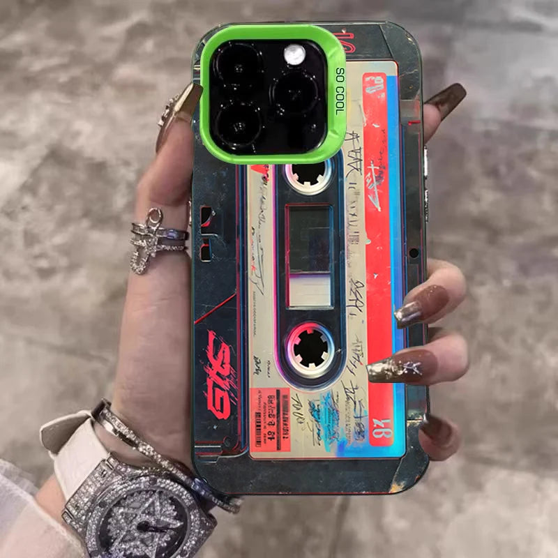 Retro Cassette Tape Electroplate Phone Case For Samsung Galaxy S26 S23 S24 S25 Ultra S22 S21 S20 Plus FE A35 A54 A55 5G Cover