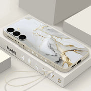 For Samsung Galaxy S26 S25 S24 S23 Ultra Plus S25 FE S22 Marble Case Magnetic For Magsafe Wireless Charge Silicone Lanyard Cover