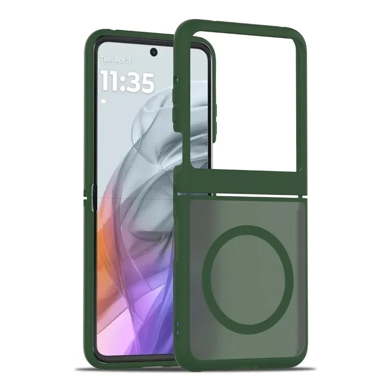 Luxury Matte Magnetic Charge Phone Case For Motorola Moto Razr 60 50 Ultra Razr + 2025 2024 2022 Skin Feel Shockproof Fold Cover