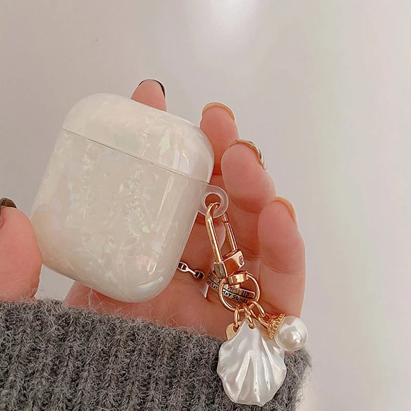 Pearl Earphone Protective Case For Apple AirPods 4 3 Pro 2 1 Case Silicone Headphone Cover With Keyring For Air Pods 3rd 4th Gen