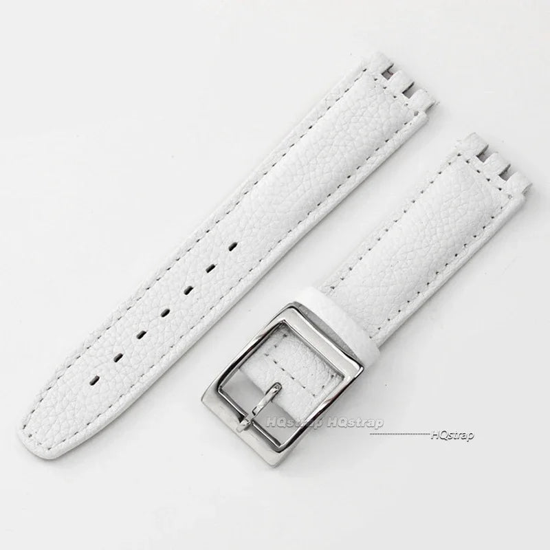 Watch Strap for Swatch 17mm Genuine Cowhide Leather Bracelet Men Women Waterproof Sport Replacement Watchband Belt Accessories