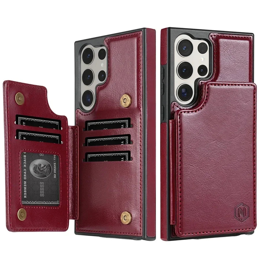 Wallet RFID Blocking Layer Protect Anti-Theft Magnetic Leather Case For Samsung Galaxy S25 Ultra S24 Plus S23 S22 S21 S20 FE