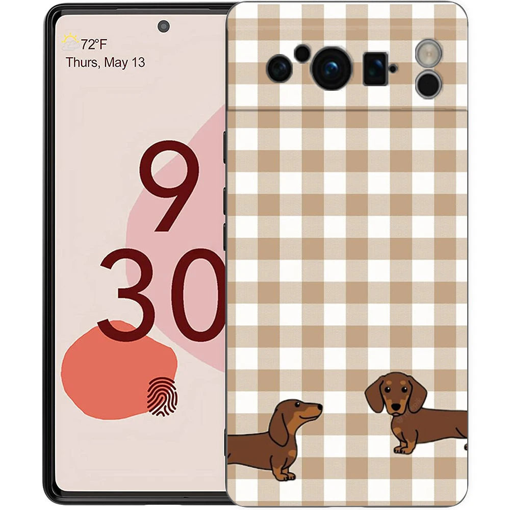 Cute Dachshund Bulldog Phone Case For Google Pixel 10A 10 9 8 7 6 Pro XL 9A 8A 6A 7A 5G Soft Shockproof TPU Black Cover
