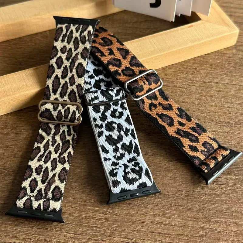 Leopard Band for Apple Watch Series 11 10 9 8 7 6 SE ultra 3 2 bracelet Adjustable Nylon Straps iWatch 44-42MM 46MM-45-49-41mm