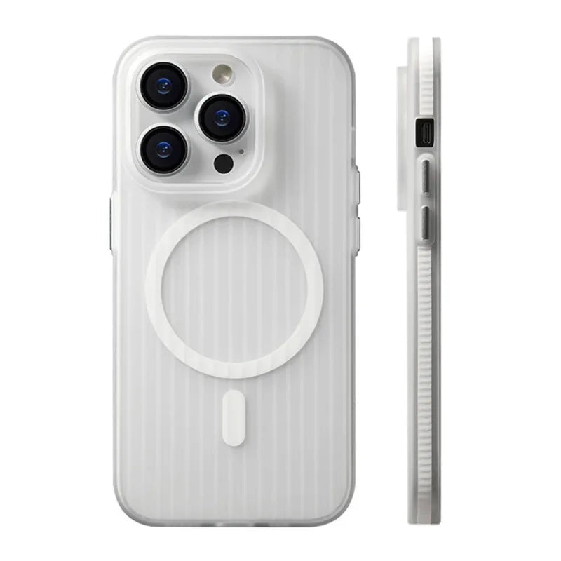 3D Corrugated Magsafe Magnetic Phone Case For iPhone 17 Air 16 15 14 13 12 Pro Max Plus Non-slip Hard Transparent Matte Cover