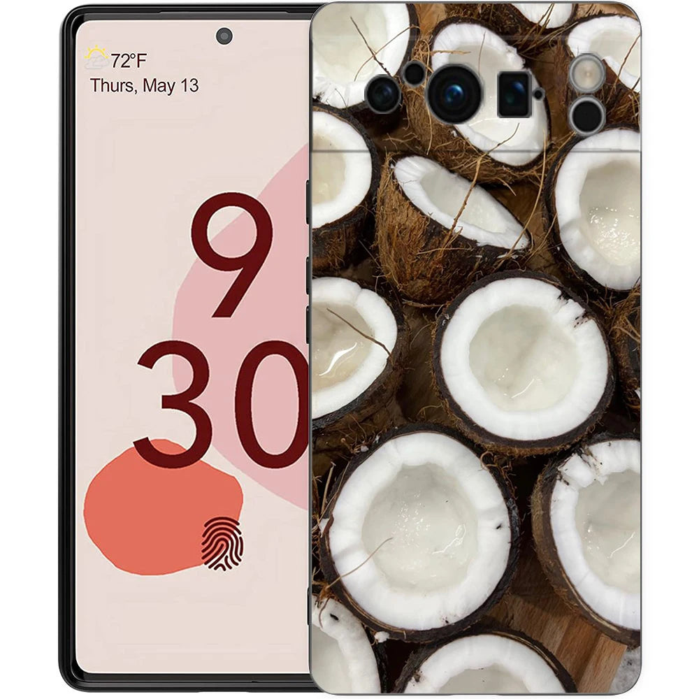 Summer Coconut Phone Case For Google Pixel 10A 10 9 8 7 6 Pro XL 9A 8A 6A 7A 5G Soft Shockproof TPU Black Cover