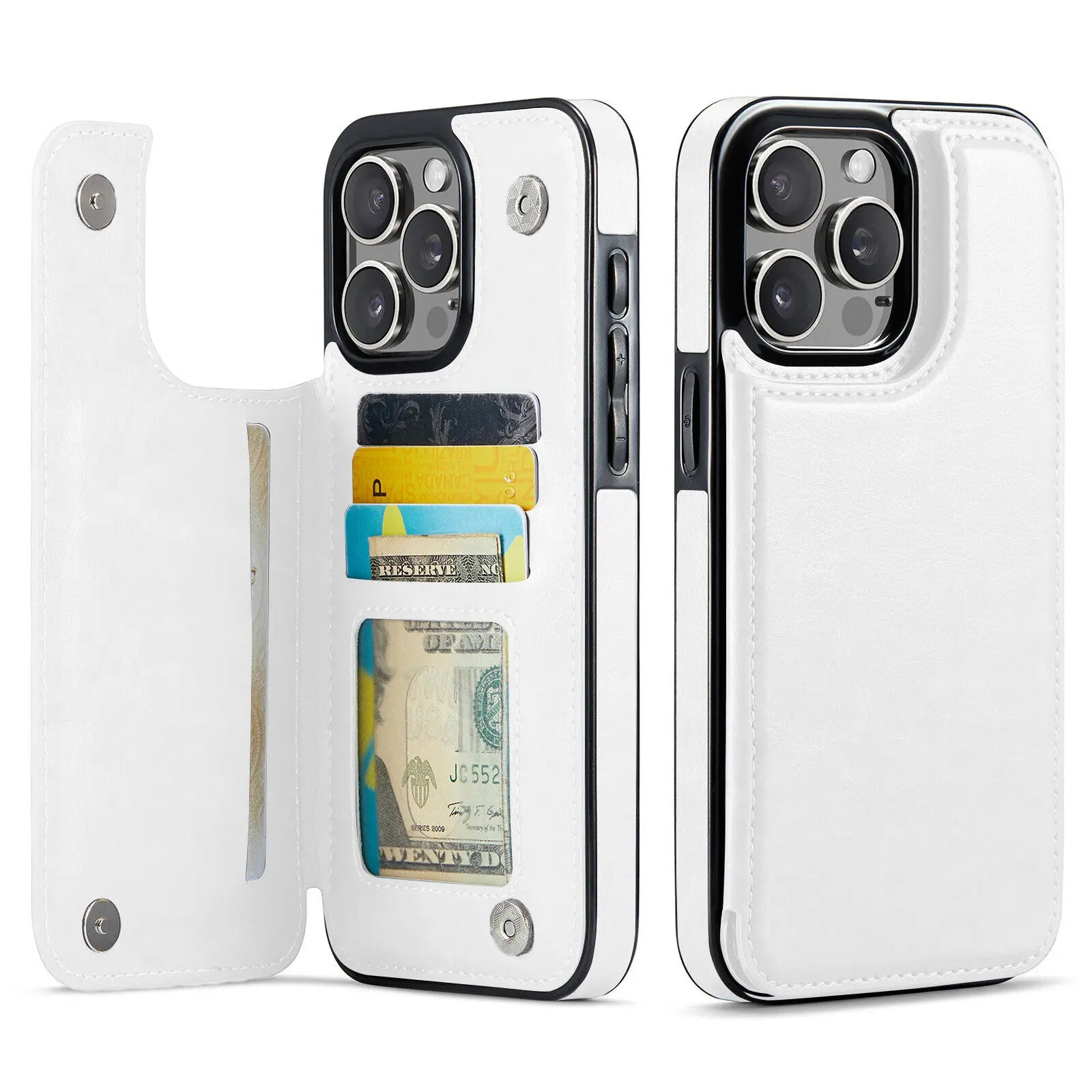 Wallet Card Holder Case for iPhone 16 15 14 13 12 11 Pro Max XS XR Leather Cover
