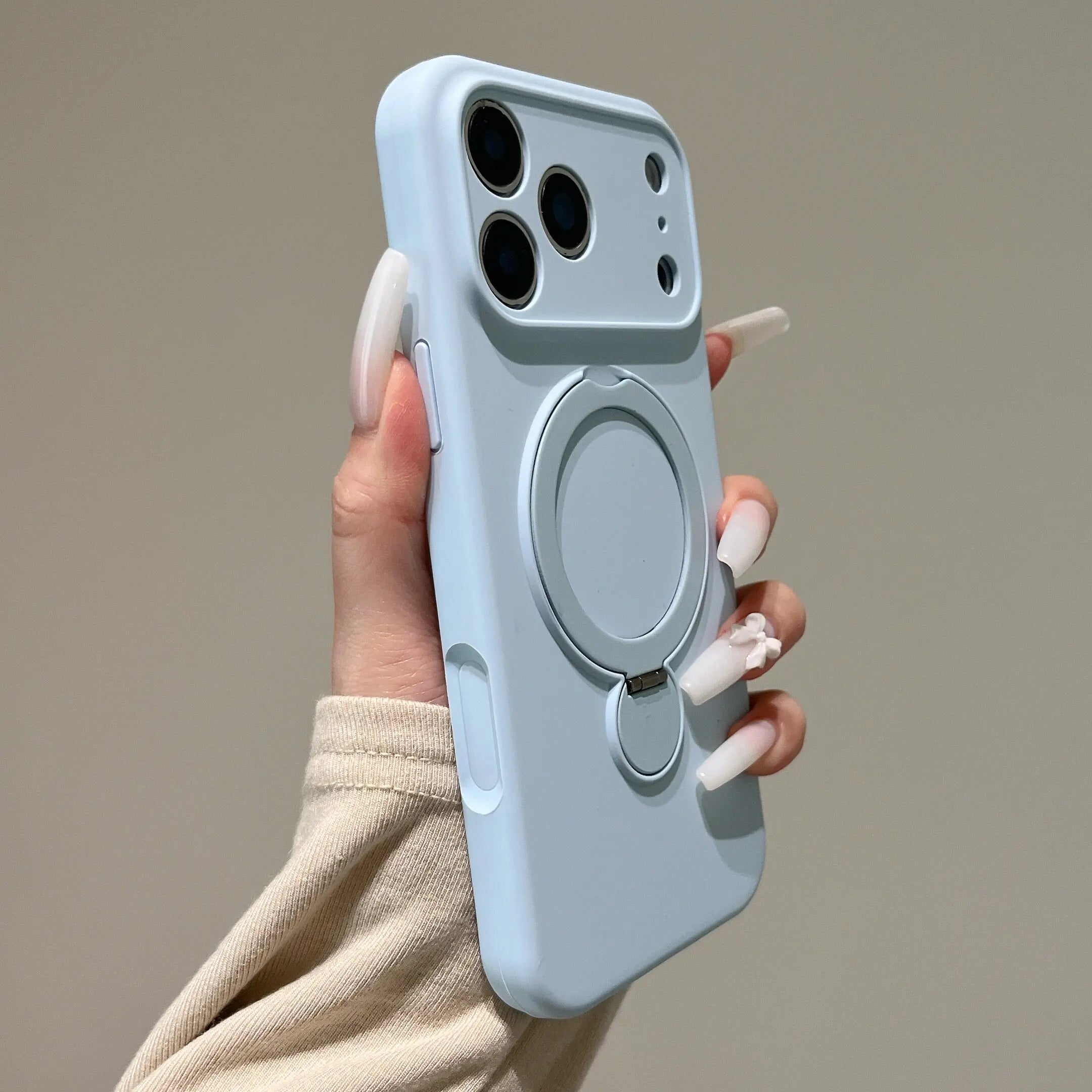 360° Rotate Fold Magnetic Ring Holder Stand Phone Case For iPhone 17 Pro Max Air 15 13 14 16 Magsafe Soft Liquid Silicone Cover