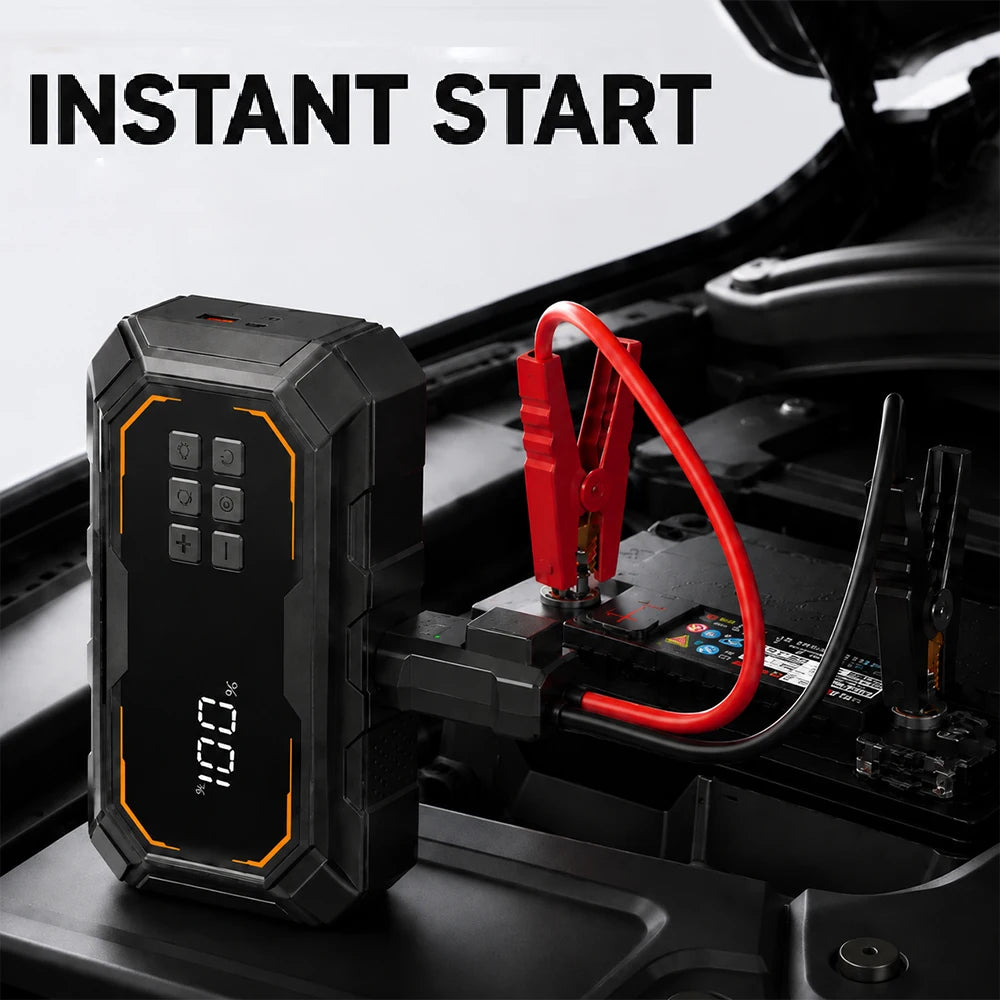 Vyvylabs Car Jump Starter with Air Compressor 150PSI Tire Inflator 4In 1 Emergency Battery Starter Power Bank LED Flashlight 12V