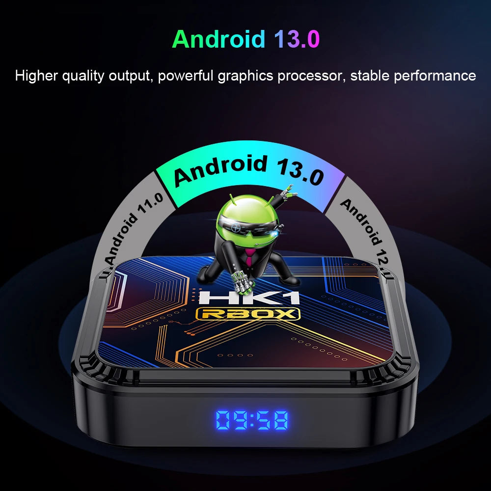Android 13.0 RK3528 Quad Core 8K HDR 100M LAN Dual Wifi 2.4G 5G BT4.0 Game Stick Media Player Smart TV Box HK1 RBOX K8S