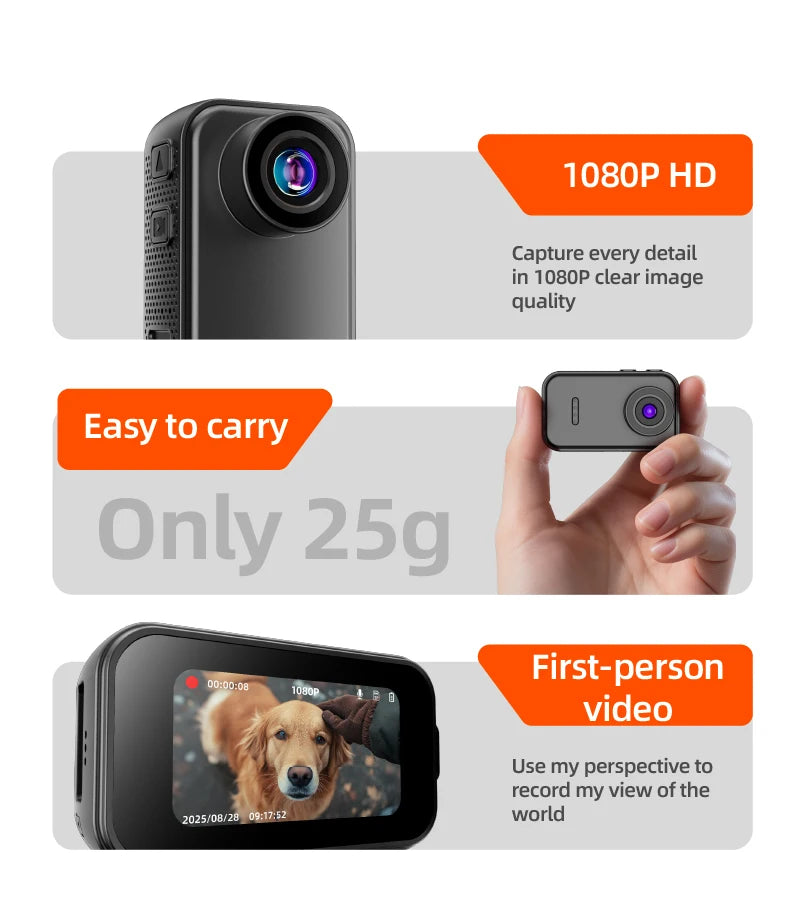 Magnetic Thumb Camera 1080P Body Camera For Outdoor Action Vlog 1920x1080P Video Recorder Ideal For Cycling Hiking And Walking