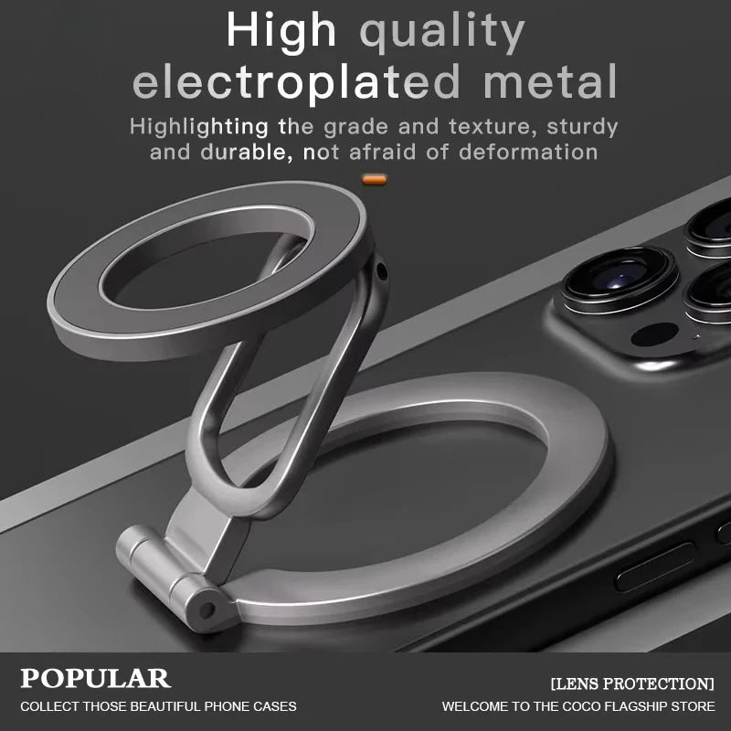 Double Sided Phone Stand Magnetic Phone Ring Holder Kickstand Magnet Grip for MagSafe iPhone 16 15 14 13 12 Pro Max Car Holder