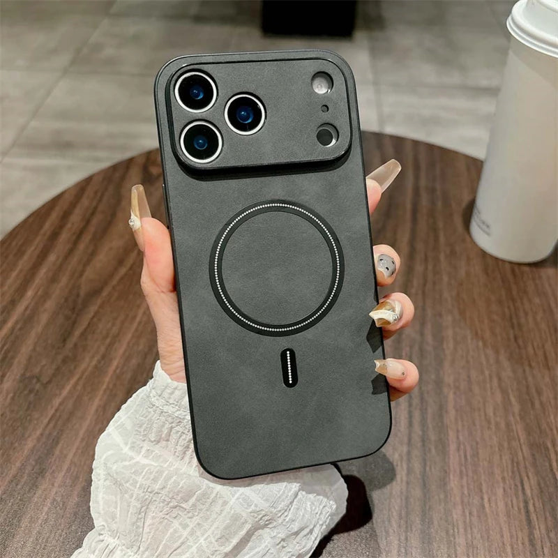 For Magsafe Leather Shockproof Phone Cases For iPhone 17 16 15 14 13 12 11 Pro Max 16e Plus Air Magnetic Wireless Charge Cover