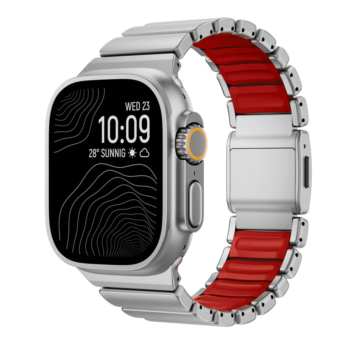 Titanium Silicone Magnetic Strap for Apple Watch Ultra 4/3/2 49mm Series 12/11/10 46mm Metal Band for Iwatch 9 8 7 45mm SE3 44mm
