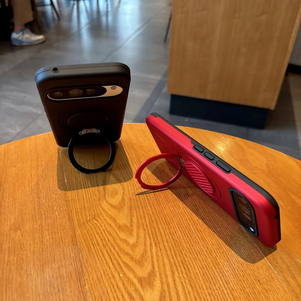 Luxury 360° Magnetic Metal Bracket Phone Case For Google Pixel 9 10 Pro XL Shockproof Stand Holder PC Cover For Google Pixel 10A