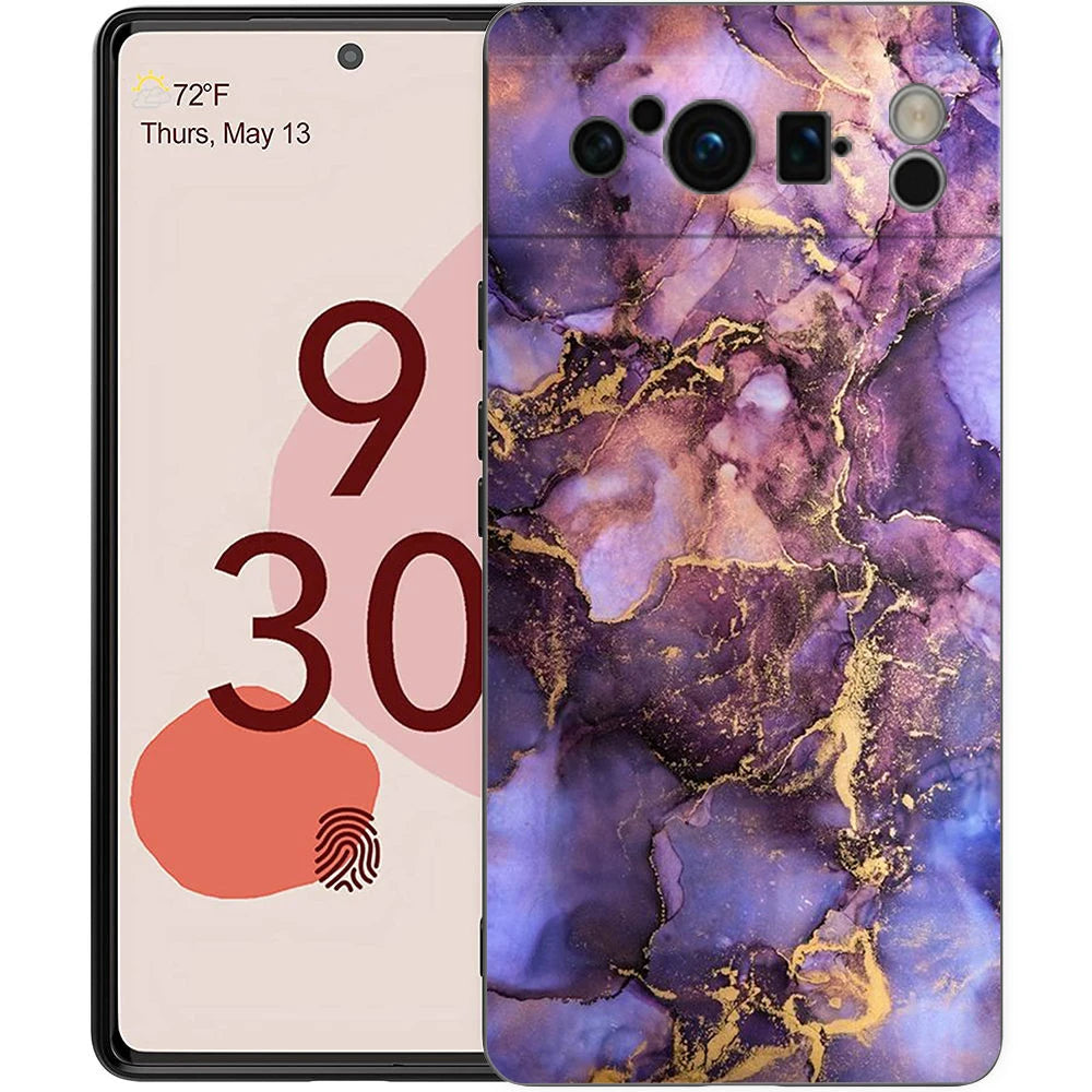 Marble Phone Case For Google pixel 9 8 7 6 Pro 8A 6A 7A 5G Silicone Shockproof Black Cover Fundas