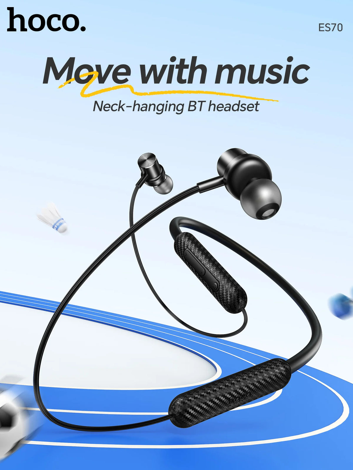 HOCO ES70 Neckband Headsets Bluetooth Wireless Headphones Outdoor Sport Earphones Portable Hifi Sounds Earbuds With Microphone
