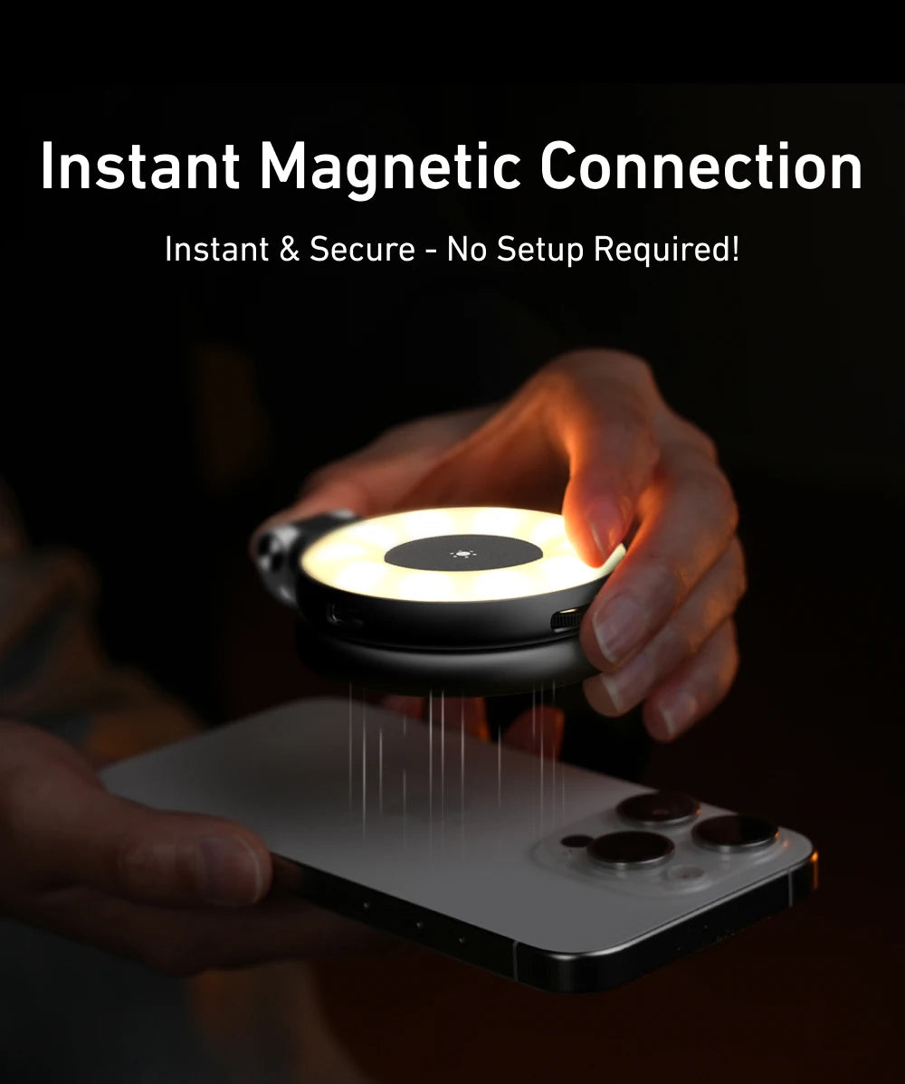 TELESIN Magnetic Fill Light Mini SSelfie Ring Fill Light 3 Modes with Mirror Light Universal for Smartphone Iphone Android