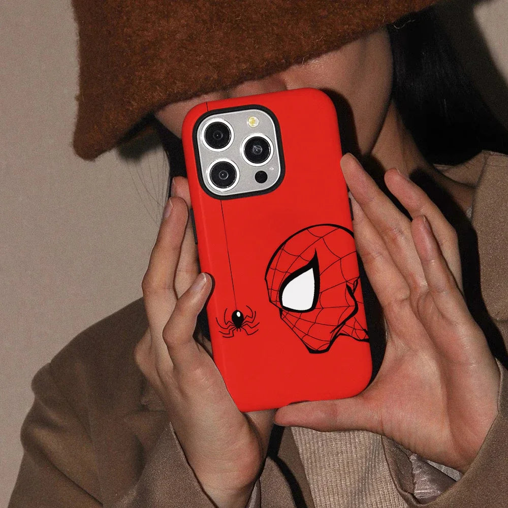 Cool Marvels Spiders Mans Phone Case for iPhone 16 15 14 13 12 11 X XS XR XSMAX 7 8 Pro Max Plus Luxury Double-layer Back Cover