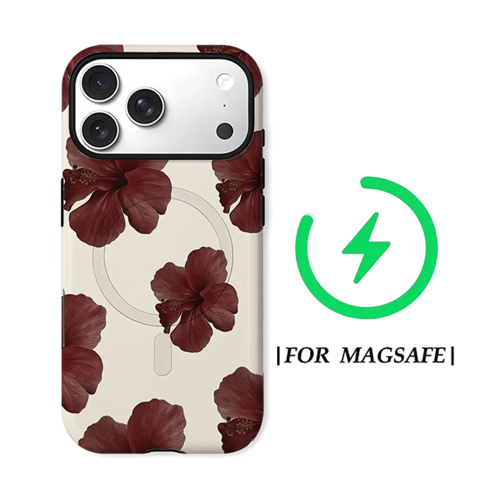 CaseLumi Matte Bumper for Magsafe Case for IPhone 17 16 15 14 Plus 13 Pro Max Shockproof Hard PC Burgundy Hearts Cover