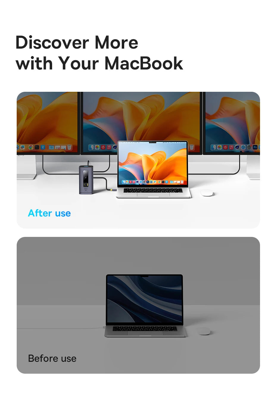 Baseus USB C Hub to DP 4K@60Hz HDMI DisplayPort 11-IN-1 Docking Station Triple Display RJ45 PD 100W For Window Mac USB 3.1 HUB