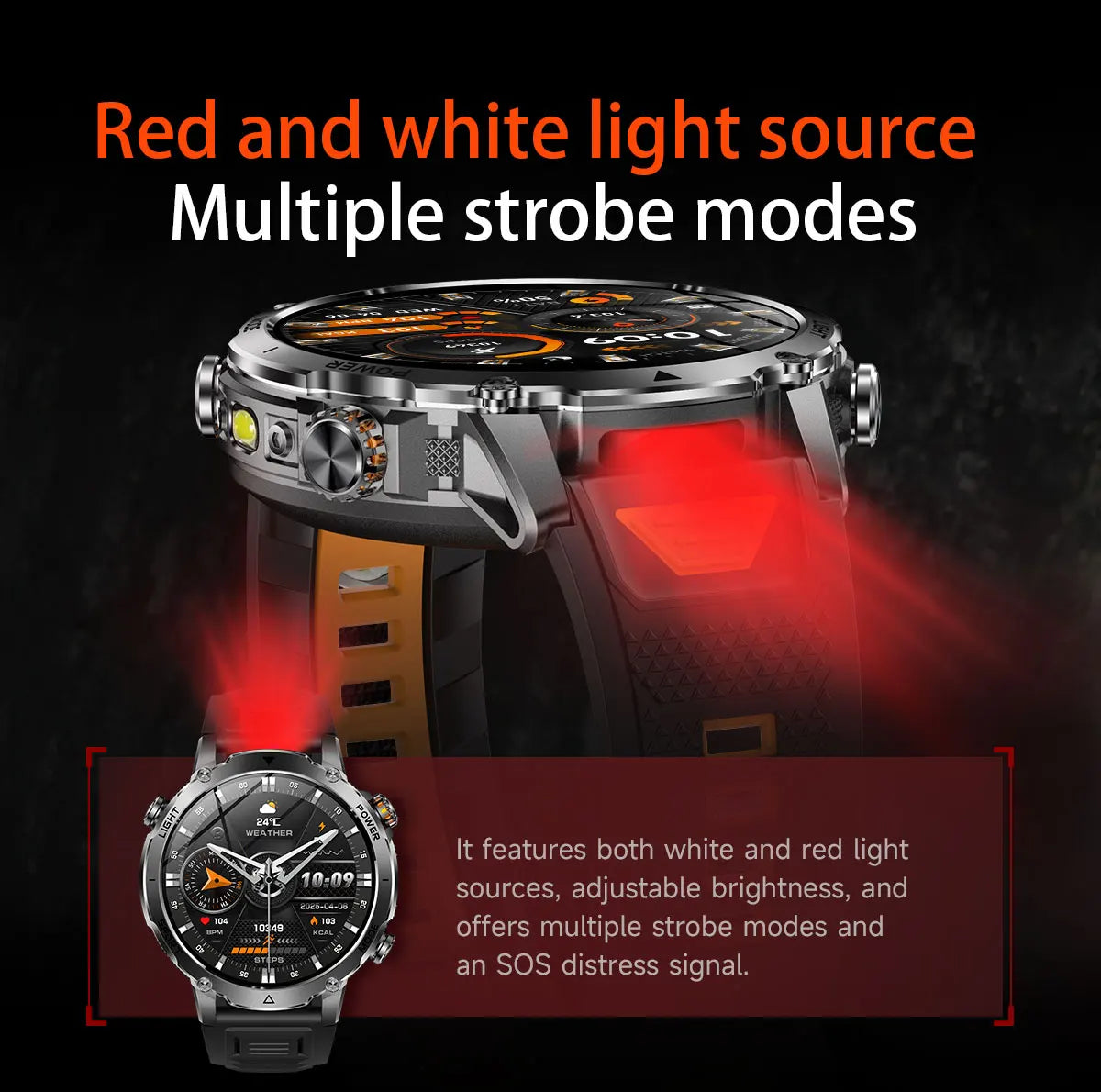 2026 New TANK Ultra 1400mAh Battery Military Smart Watch 10ATM Waterproof Heart Rate Tactical LED Flashlight Men Sports Bracelet