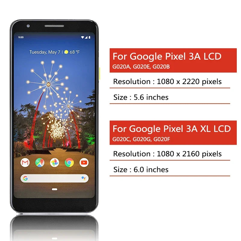 New for Google Pixel 3a LCD G020A G020E G020B Display Touch Digitizer Screen for Google Pixel 3A XL G020C G020G G020F Display