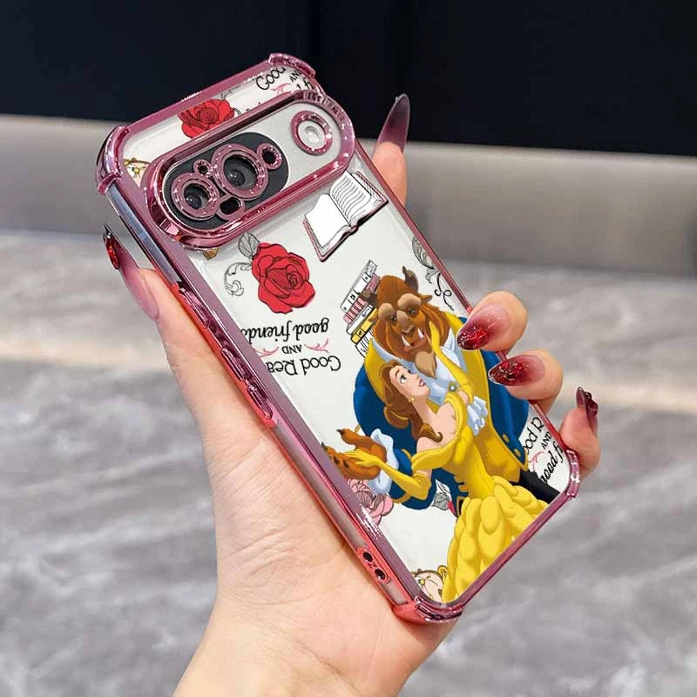 Beauty and the Beast Phone Case For Google Pixel 10A 9A 9 8A 8 7A 7 Pro XL Plating Drop-proof Transparent Soft Cover