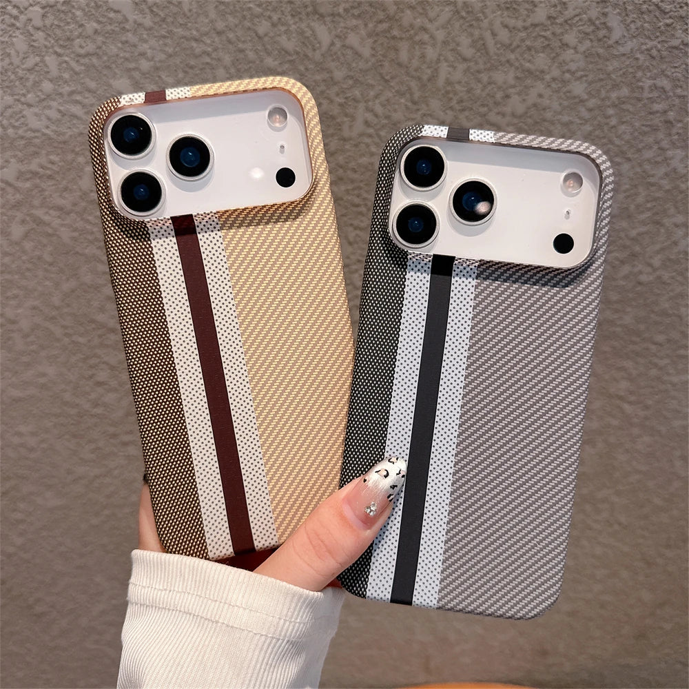 Ultra Slim Carbon Fibre Hard PC Case for iPhone Air 17 Pro Max 16 15 14 Plus 13 12 Pro 11 Color-blocking Full Frame Bumper Cover
