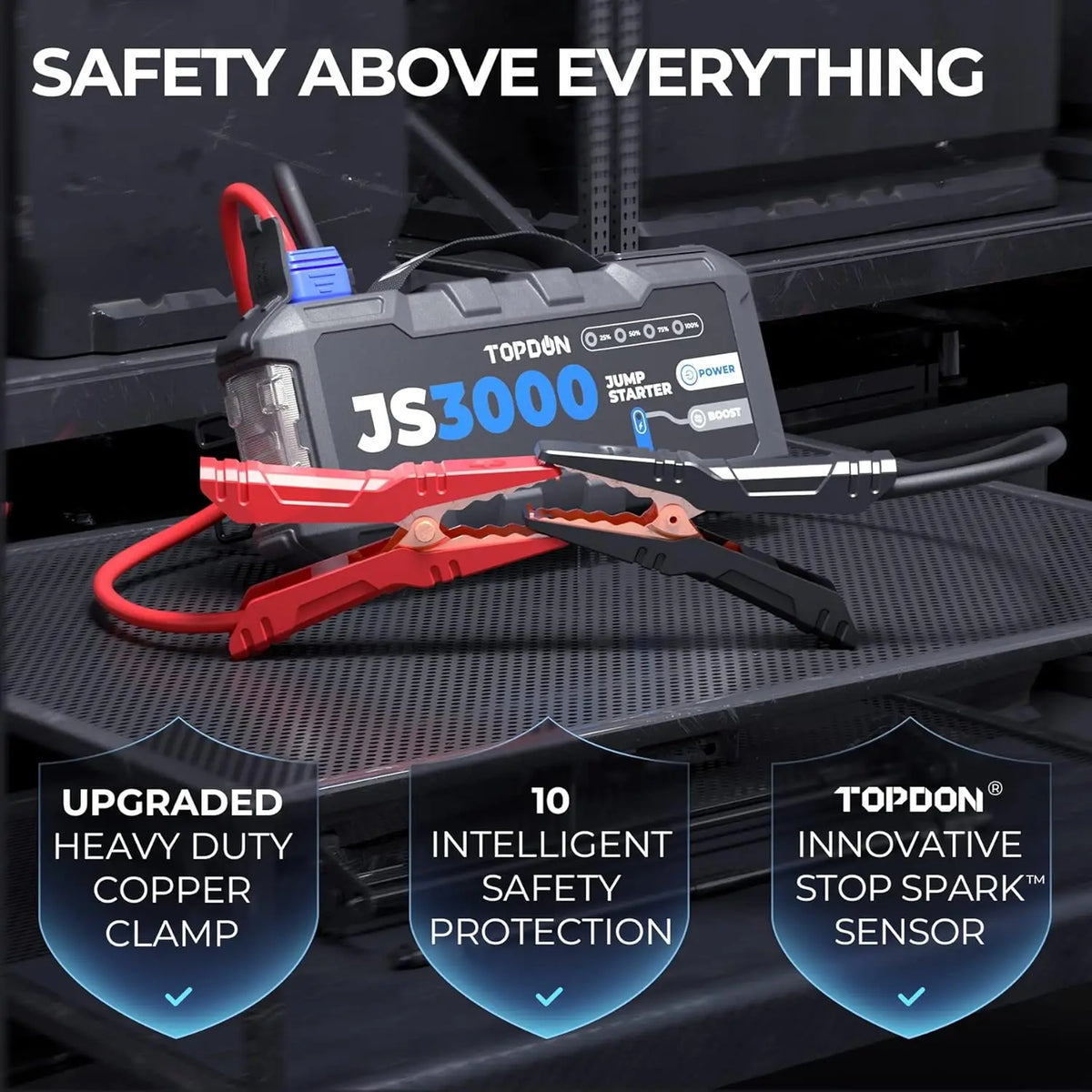 Topdon JS3000 3000A Car Jump Starter Power Bank 12V Car Starting Device 24000Mah Battery Jump Start for Car Booster