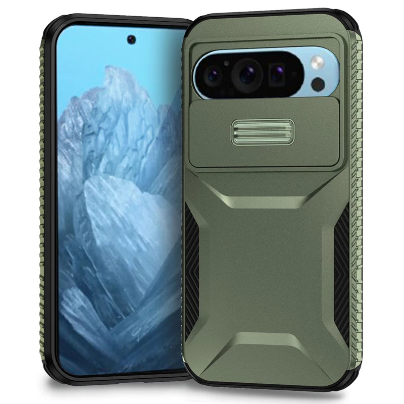 Heavy Duty Rugged Shockproof Slide Camera Lens Protect Case for Google Pixel 10 9 8 7 A Pro XL Matte Anti-slip Armor Hard Cover