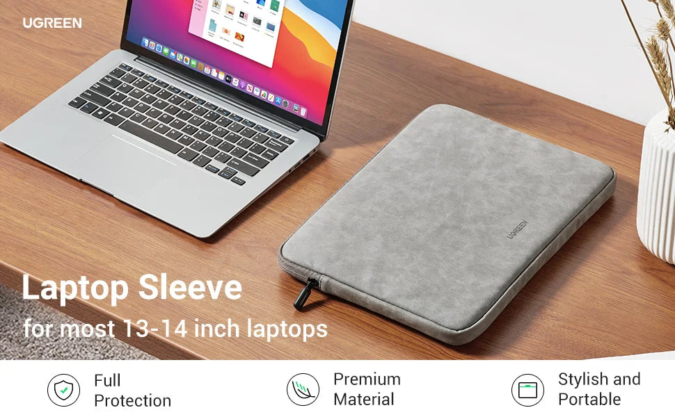 UGREEN  Leather Laptop Bag for Macbook Pro 13 14  Macbook Air Laptop Storage Bag Sleeve Case for iPad Pro Air Notebook Bag