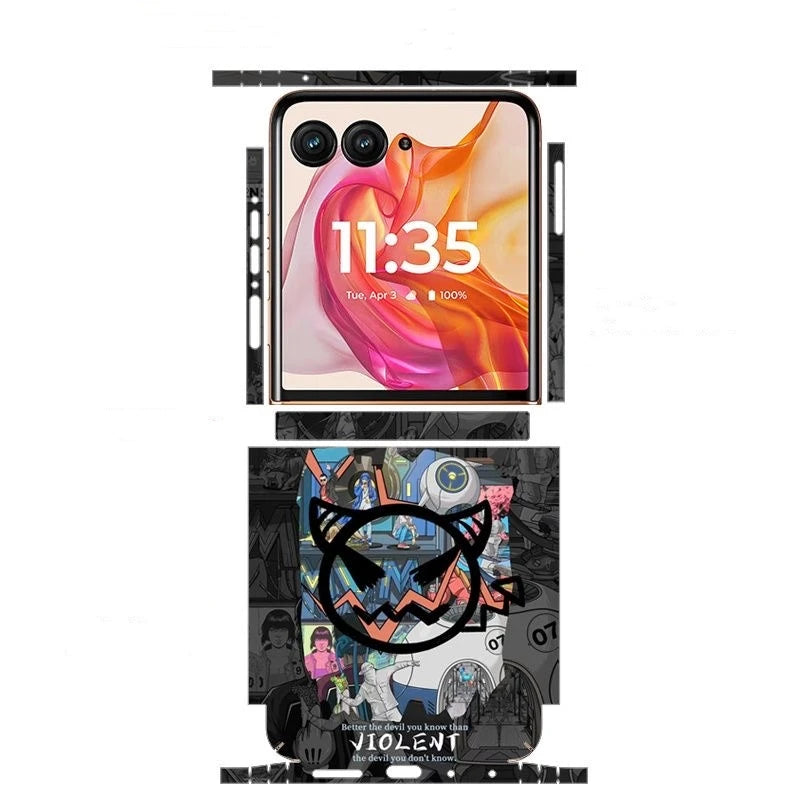 Colorful Anti-Scratch Phone Skin For Motorola Razr 60 50 Ultra Back + Hinge Decal Matte Film For Moto Razr 40 50 Decal Sticker