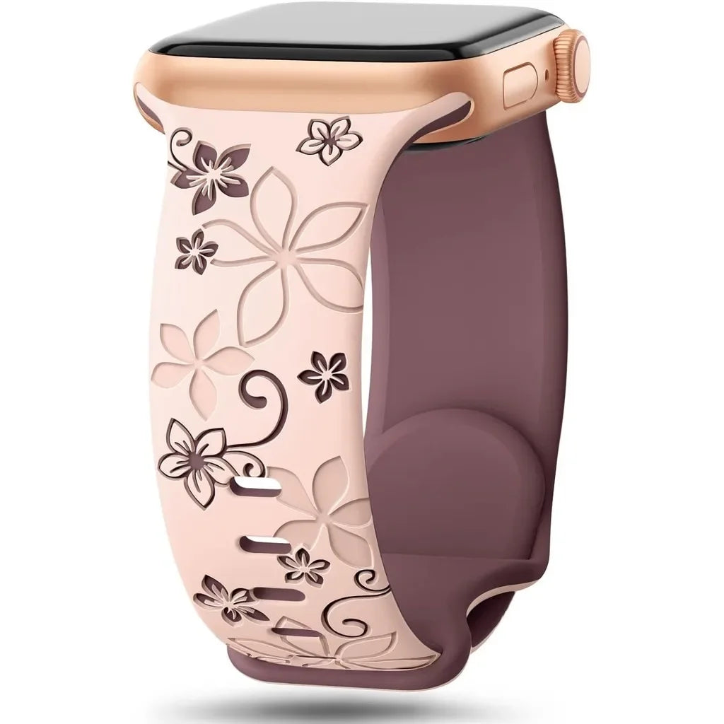 Engraved Strap Band silicone bracelet For Apple Watch Ultra 46mm 40mm 44mm 41mm 49mm 45mm 42mm For iwatch series 10 9 8 7 se 6