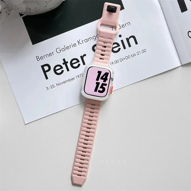 Silicone Case+Strap for Apple Watch Ultra3 49mm Series 11/10 42mm 38 44mm 40mm 45mm 41mm Bracelet Cover for iWatch Series 8 9 7