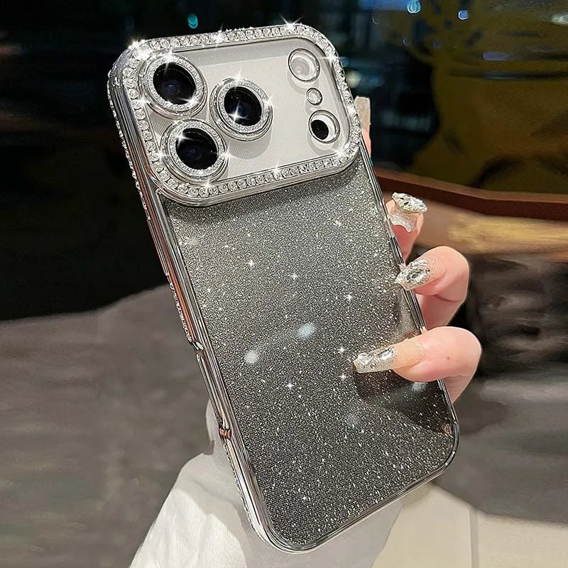 Luxury Diamond Glitter Phone Case For iPhone 17 Pro Max 17E Air 16 16E 15 14 13 12 11 Pro Max Plus Shockproof Women Phone Cover