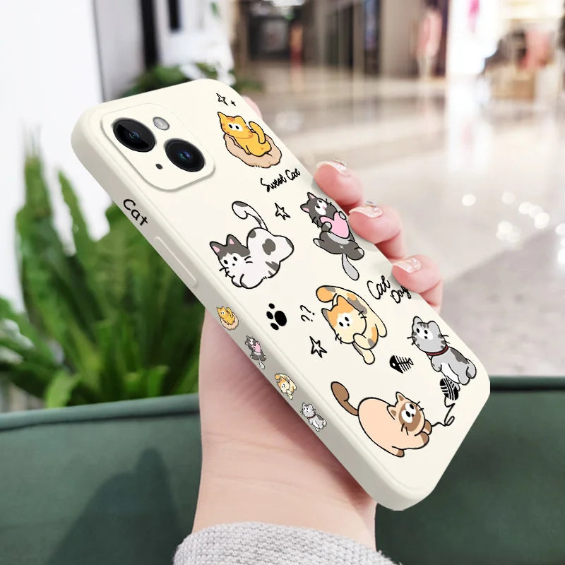 Cat String Ball Phone Case For iPhone 17 17 Air 16 16e 15 14 13 12 11 X XR XS Plus Pro Max Mini Silicone Cover