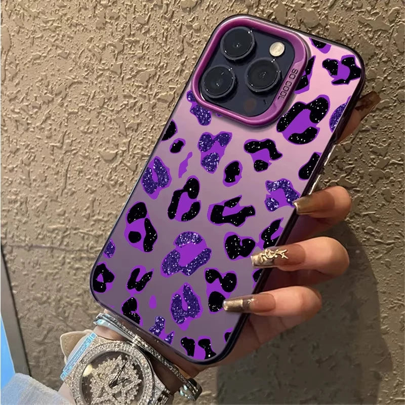 Shining Purple Leopard Print Phone Case For Samsung Galaxy S26 S25 Ultra S24 Plus S23 FE S22 S21 S20 A16 A54 A53 A34 A55 Cover