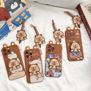 For Samsung Galaxy S8 S9 S10 S20 S21 S22 S23 S24 S25 Plus Ultra FE Note 9 10 20 Ultra Plus Ears Capybara Case With Ornaments