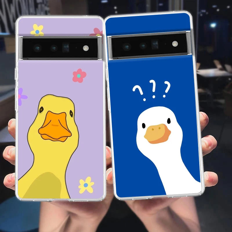 Phone Case Cover for Google Pixel 10 9 8 7 6 5 4 4XL Soft TPU 7A 6A 5A 4A 3A Pro XL 5G Transparent Shell Cute Goose Duck Game