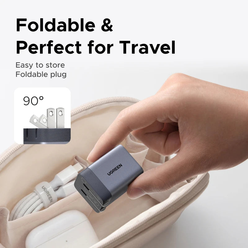 【Ultra Mini-US Plug】UGREEN Nexode Air 100W 65W 45W GaN Charger PD3.0 QC4.0 PPS For Macbook Laptop iPhone 17 16 Samsung S26 iPad