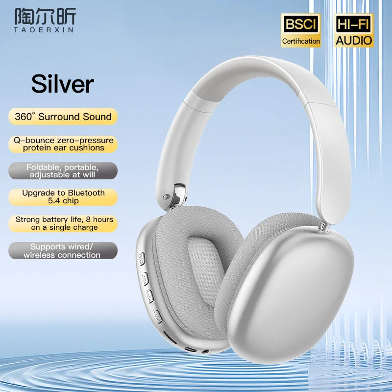 Bluetooth Headphones Over Ear Wireless Headset HiFi Music Gaming Comfortable Mic for iPhone Android PC Travel Sports Gift Unisex