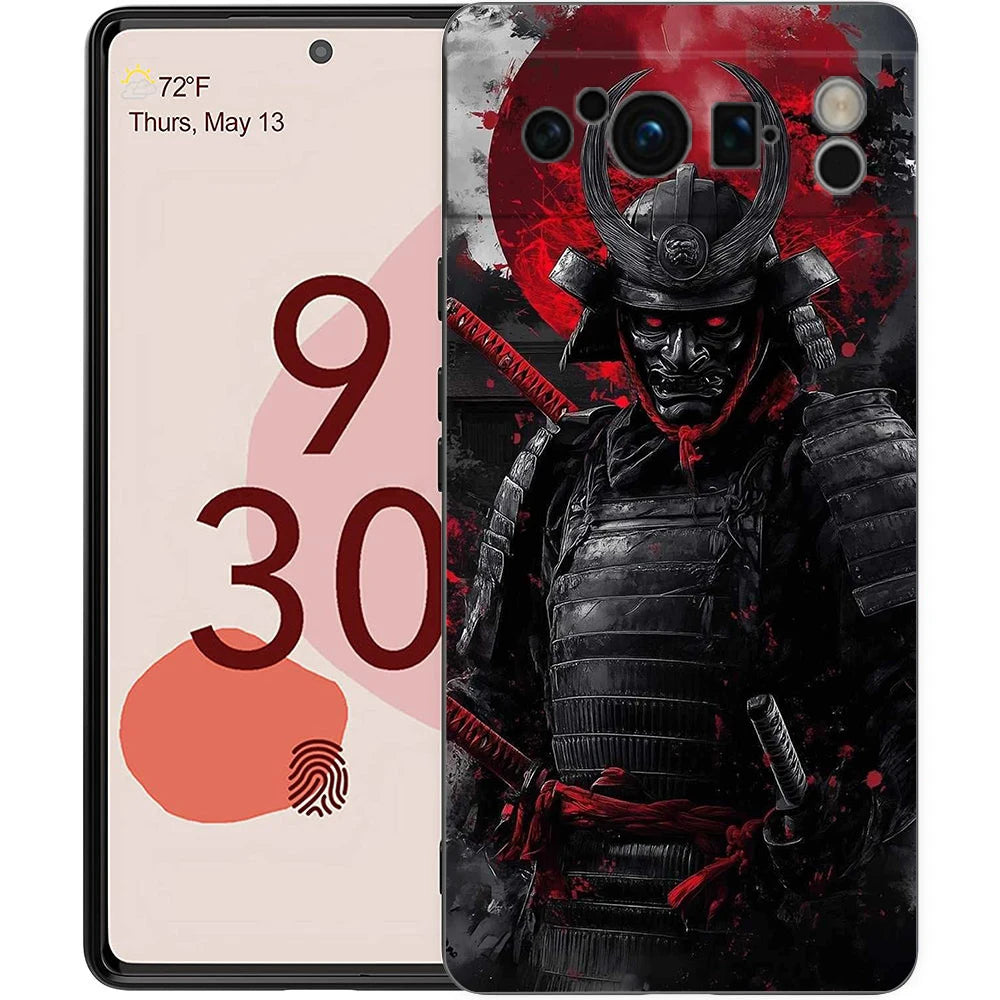 Japanese Bushido Samurai Phone Case For Google Pixel 10 9 8 7 6 Pro XL 9A 8A 6A 7A 5G Soft Shockproof TPU Black Cover