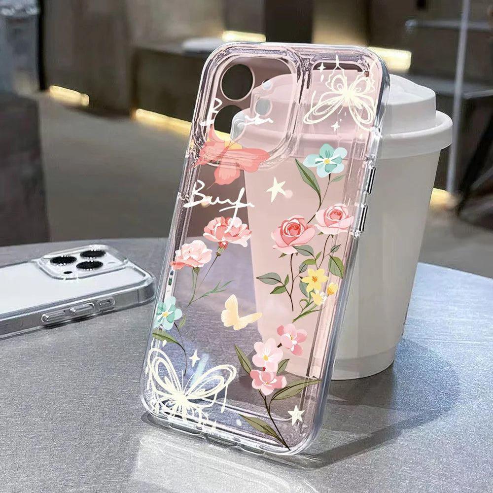 Case For Samsung Galaxy A56 5G A36 S25 Ultra S24 FE S23 S26 Case Samsung A16 A55 A54 A26 A35 White Lotus Floral Clear Phone Case