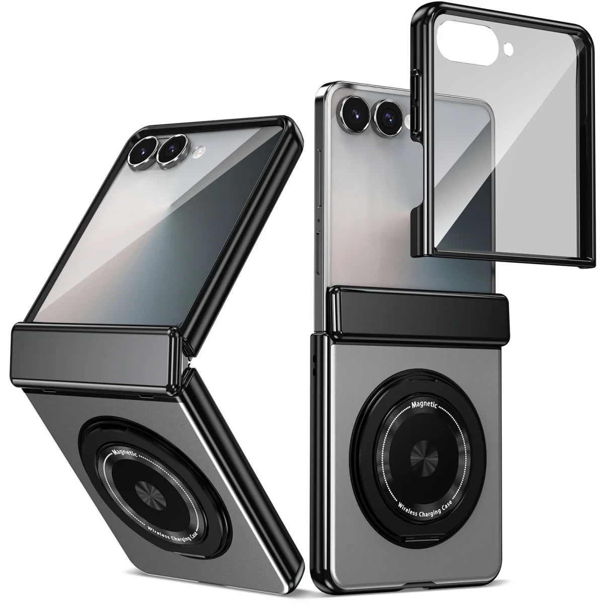 360° Rotating Ring Stand Magnetic Hinge Protective Phone Case for Samsung Galaxy Z Flip 8 7 FE 6 5 4 3 with Screen Film Cover
